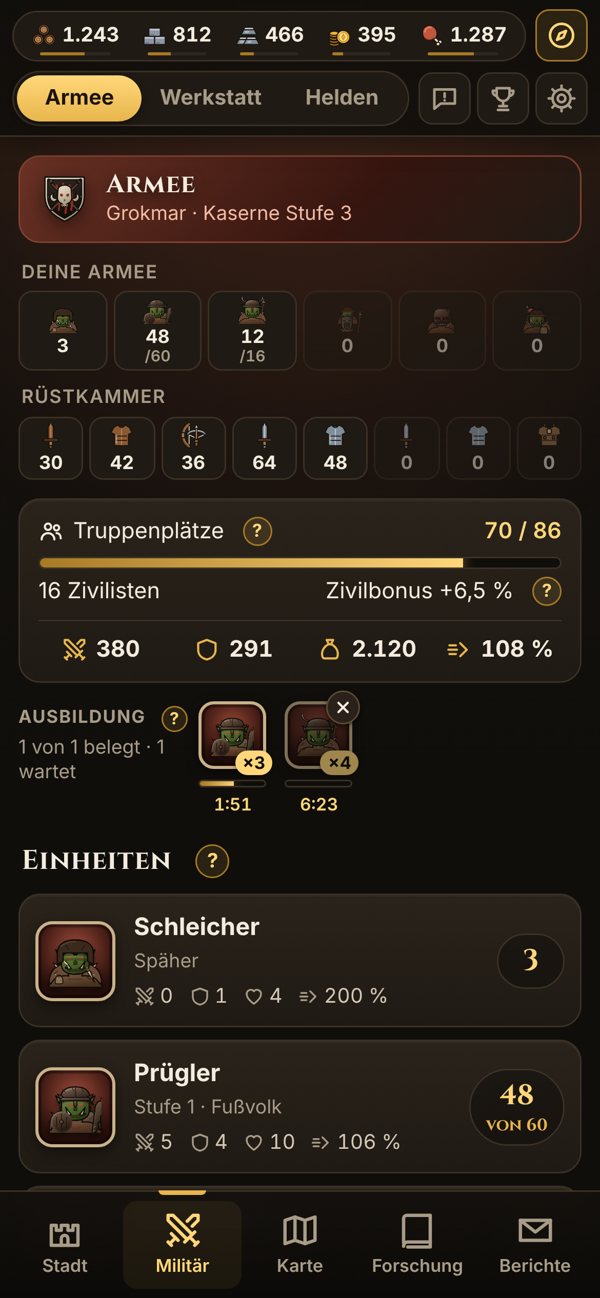 Armee am Handy